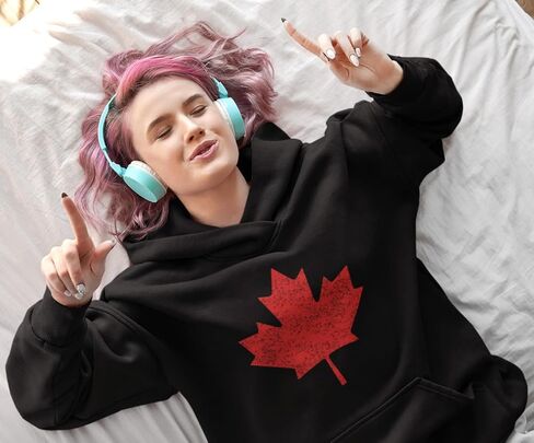 Canada Pride Canadian Flag Maple Leaf Adult Hoodie Distressed in Kuwait