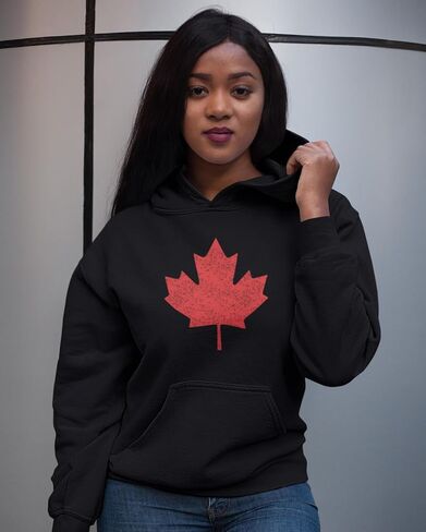 Canada Pride Canadian Flag Maple Leaf Adult Hoodie Distressed in Kuwait