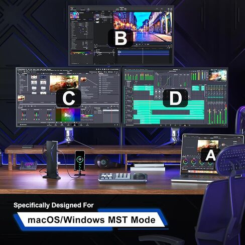 Portta 14 في 1 محطة الإرساء ، مراقبة ثلاثية تصل إلى 4K 60 W/150W محول الطاقة ، HDMI X3 ، USB X6 ، RJ45 ، SD/TF ، 100W PD ، الصوت/الميكروفون ، متوافق مع MacOS/Windows SST/MST ، سائق مطلوب in Kuwait