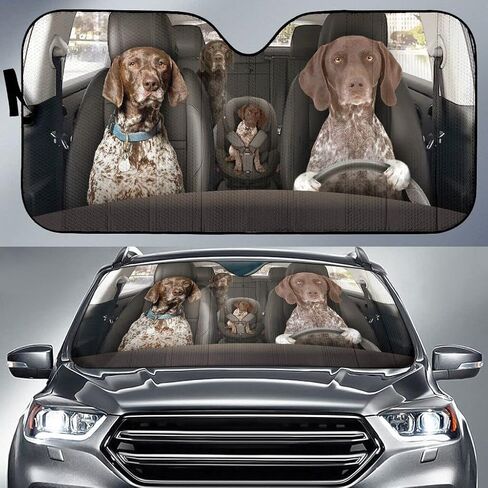 Windshield Sun Shade German Shorthaired Pointer Car Sun Shade Cover Protect Your Car ​from Sun Heat & Glare Keep Your Vehicle Cool for Most Sedans SUV Truck Automotive 55x30In in Saudi Arabia