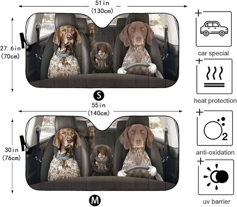Windshield Sun Shade German Shorthaired Pointer Car Sun Shade Cover Protect Your Car ​from Sun Heat & Glare Keep Your Vehicle Cool for Most Sedans SUV Truck Automotive 55x30In in Saudi Arabia