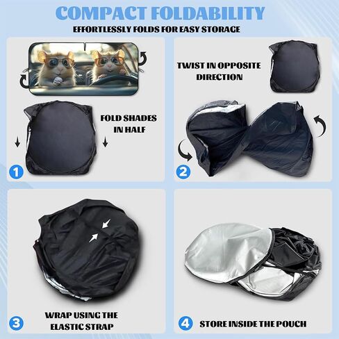 مضحك هامستر للسيارة الزجاج الأمامي Sunshades الكرتون حيوان لطيف يقود النافذة الأمامية شمس الظل الكتل الأشعة فوق البنفسجية أشعة الشمس حاميه لسيارة سيدان شاحنة الإكسسوارات 59 "× 31" in Kuwait