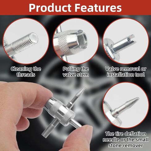 2 Pcs Tire Valve Core Remover Tool Kit with 20 Pcs Brass Valve Stem Cores, 4-Way Valve Stem Core Tool & Single Head Valve Core Remover and Installer for Car, Bike, Motorcycle Tires in Saudi Arabia