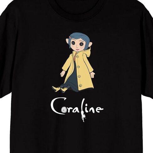 Coraline Doll Logo Adult Black Crew Neck Short Sleeve T-Shirt in Saudi Arabia