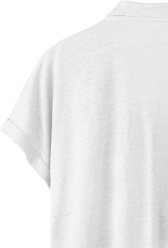 Sunborui Women's Summer Doubled Collar Blouses Wide Placket Button Shirts Turned Back Short Sleeve Tops in Kuwait