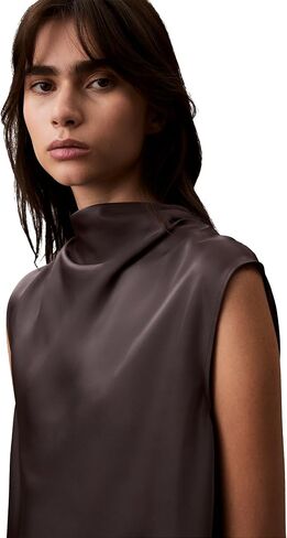 Calvin Klein Jeans Women's Satin Cowl Neck Blouse in Saudi Arabia