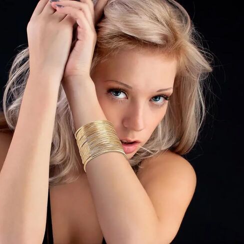 NEWITIN 6 Pieces Gold Chunky Cuff Bracelets for Women Open Wide Wire Bracelet Irregular Bangle Bracelets Thick Arm Cuff Statement Punk Bracelets for Women in Kuwait