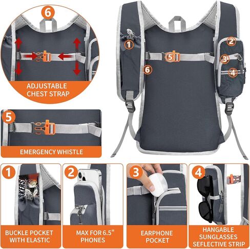 Seektop Small Hiking Backpack 12L to 15L Expandable Travel Packable Waterproof Daypack Lightweight Hiking Bag for Women Men in Kuwait