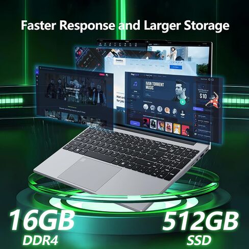 Gaming Laptop i5, 16 inch Laptop Up to 3.60 GHz, Business Notebook Computer for 16GB RAM 512GB SSD, Full HD 1920X1200 Display Backlit Keyboard 180 Angle Opening for Business Work laptops WIFI 5 HDMI in Saudi Arabia