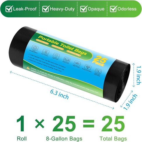 100 Portable Toilet Bags - Camping Toilet Bags, Biodegradable Porta Potty Bag for Portable Toilet, 8 Gallon Toilet Waste Bags for 5 Gallon Bucket Toilet, Thickened Camping Potty Liners in Saudi Arabia