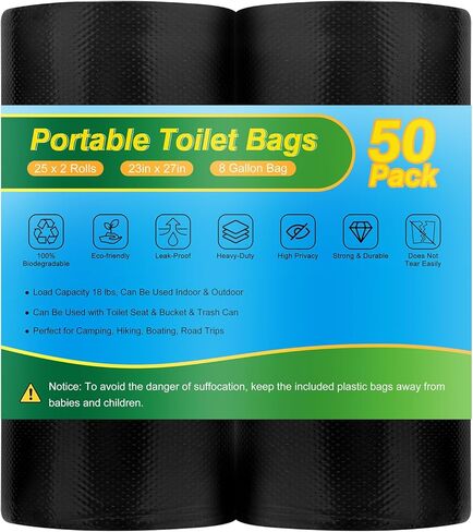 100 Portable Toilet Bags - Camping Toilet Bags, Biodegradable Porta Potty Bag for Portable Toilet, 8 Gallon Toilet Waste Bags for 5 Gallon Bucket Toilet, Thickened Camping Potty Liners in Saudi Arabia
