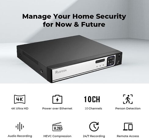 4K 6CH Network Video Recorder لنظام كاميرات الأمان ، دعم 4K/5MP/4MP/3MP/1080P POE IP Camera H.265+ POE NVR ، اكتشاف الوجه ، 24/7 تسجيل ، 6 Port Poe 10ch NVR (HDD غير متضمن) in Kuwait