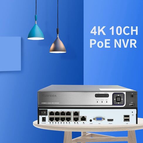 4K 6CH Network Video Recorder لنظام كاميرات الأمان ، دعم 4K/5MP/4MP/3MP/1080P POE IP Camera H.265+ POE NVR ، اكتشاف الوجه ، 24/7 تسجيل ، 6 Port Poe 10ch NVR (HDD غير متضمن) in Kuwait