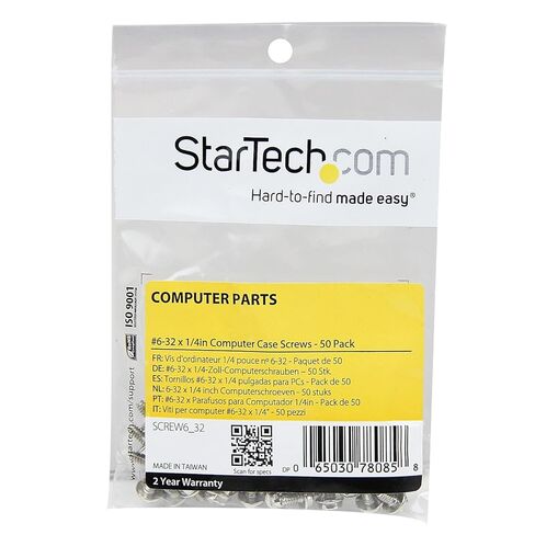 STARTECH.com استبدال مسامير تثبيت الكمبيوتر الشخصي #6-32 × 1/4in موافق طويل - مجموعة المسمار - الفضة - 0.2 في (حزمة 100) - SCREM6_32 in Saudi Arabia