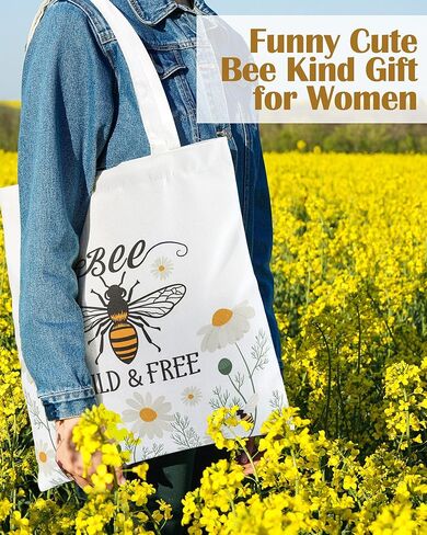 3 PCS BEE HOMEDES FOR Women Funny Beabe Canvas حقيبة مع حقيبة مكياج سحاب وجوارب in Saudi Arabia
