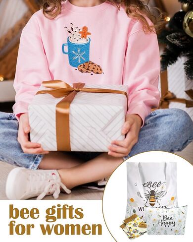 3 PCS BEE HOMEDES FOR Women Funny Beabe Canvas حقيبة مع حقيبة مكياج سحاب وجوارب in Saudi Arabia