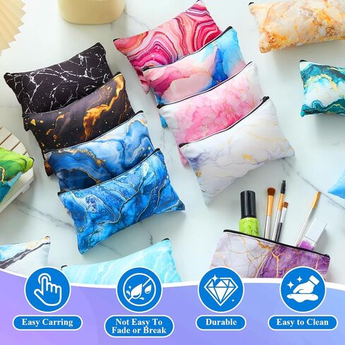 Meanplan 24 Pcs Marble Cosmetic Bags Marble Makeup Bags Toiletry Pouch with Zipper Travel Cosmetic Organizer for Women and Girls 24 Styles in Kuwait