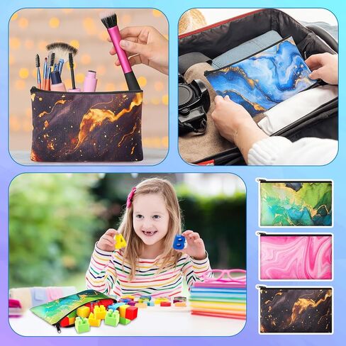 Meanplan 24 Pcs Marble Cosmetic Bags Marble Makeup Bags Toiletry Pouch with Zipper Travel Cosmetic Organizer for Women and Girls 24 Styles in Kuwait