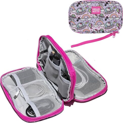 Hello Kitty Flying Saucer Print 4" Pink & Purple Tech Cable Organizer Travel Case in Saudi Arabia