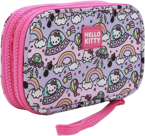 Hello Kitty Flying Saucer Print 4" Pink & Purple Tech Cable Organizer Travel Case in Saudi Arabia