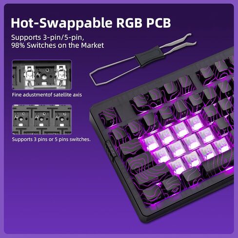 ZORNHER ZH980 Wireless Mechanical Gaming Keyboard,95% Black Custom Creamy Keyboard with Number Pad,Shine Through IMD PBT Keycaps,Pre-lubed Linear Switches,Hot-Swappable,RGB Backlit,2.4GHz/USB-C/BT5.0 in Kuwait