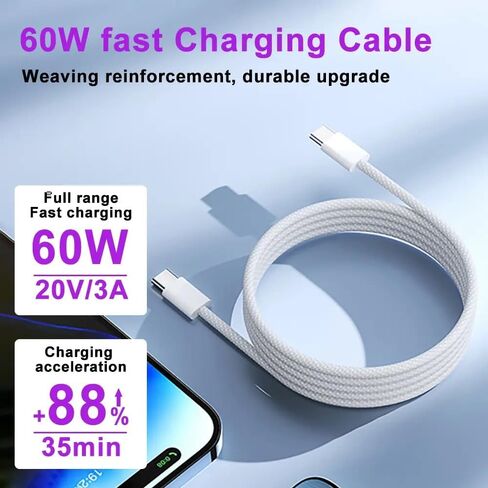 iPhone 16e Fast Charging Cable, USB C Coiled Cord for Car, C to C USBC to USBC Retractable Auto Car Power Cord USB-C Super Fast for Samsung Galaxy S25 S24 Apple 16 Pro Max Charger 15 Carplay Android in Kuwait
