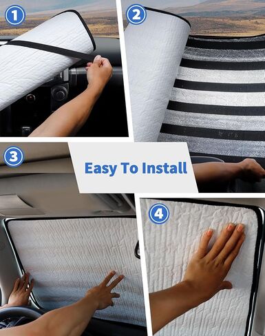 Windshield Sun Shade for Toyota 4Runner 2010-2023, DSWSQ Foldable Upgraded Heat Insulation Front Window Cover, Window Sunshade Front Window Sunscreen UV Shield for 4Runner, US Flag in Kuwait