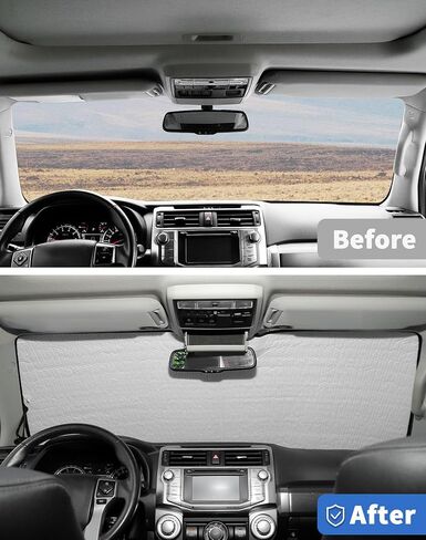 Windshield Sun Shade for Toyota 4Runner 2010-2023, DSWSQ Foldable Upgraded Heat Insulation Front Window Cover, Window Sunshade Front Window Sunscreen UV Shield for 4Runner, US Flag in Kuwait