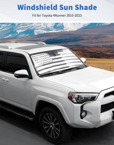 Windshield Sun Shade for Toyota 4Runner 2010-2023, DSWSQ Foldable Upgraded Heat Insulation Front Window Cover, Window Sunshade Front Window Sunscreen UV Shield for 4Runner, US Flag in Kuwait