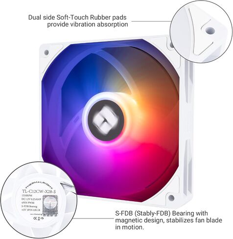 مروحة الهواء TL-C12C-X28-S X3 CPU Thermalright ، مروحة مبرد ArgB الصامتة ، سمك 28 مم ، حتى 1550 دورة في الدقيقة تبريد الكمبيوتر الشخصي ، لمبرد وحدة المعالجة المركزية والهيكل ، 3 عبوات in Kuwait