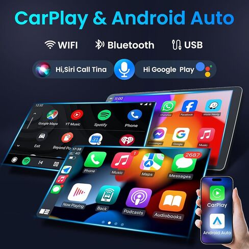 Car Radio for Jeep Wrangler JK 2007-2017: 4G+32G 8 Core Stereo Upgrade with Wireless Carplay Andriod Auto 10.1" HD Touchscreen Bluetooth GPS Navigation in Saudi Arabia