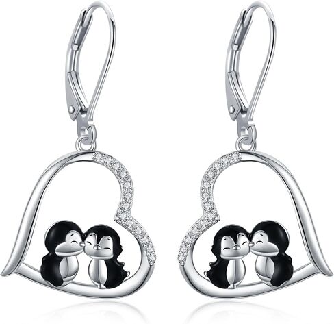 YAFEINI Penguin Earrings 925 Sterling Silver Dangle Drop Penguin Earrings for Penguin Lovers Leverback Earrings Animal Jewelry for Women Friend Wife Christmas Gifts in Saudi Arabia
