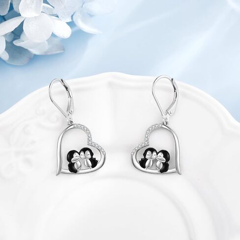 YAFEINI Penguin Earrings 925 Sterling Silver Dangle Drop Penguin Earrings for Penguin Lovers Leverback Earrings Animal Jewelry for Women Friend Wife Christmas Gifts in Saudi Arabia