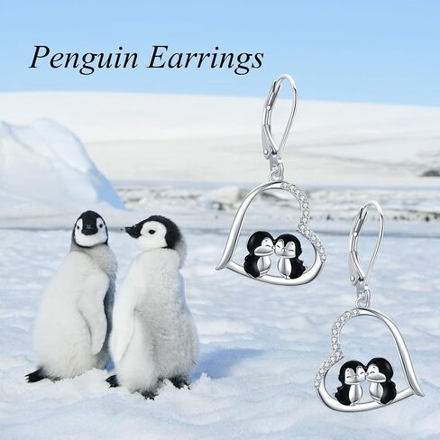YAFEINI Penguin Earrings 925 Sterling Silver Dangle Drop Penguin Earrings for Penguin Lovers Leverback Earrings Animal Jewelry for Women Friend Wife Christmas Gifts in Saudi Arabia