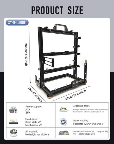 ITX ATX MATX EATX PC Frame Test Bench, Test Bench Open Air Case Water Cooling Fan Chassic, Open Air Frame Chassis Bracket, DIY Computer Motherboard Case Rack, Motherboard Chassis Set in Saudi Arabia
