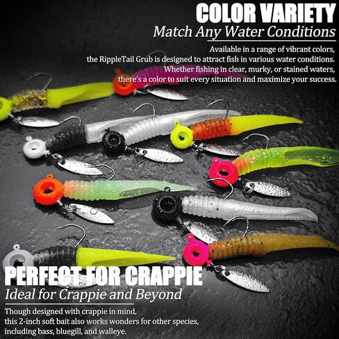 Crappie Lures Jigs Heads Kit, 110 Pcs Underspin Fishing Jig Heads Hooks Lures Swimbait with Crappie Baits Soft Plastic Split Tail Grub Shad Minnow for Freshwater Saltwater Bass Trout Walleye in Saudi Arabia