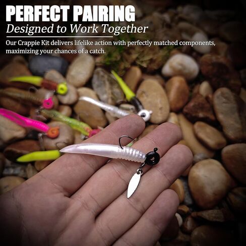 Crappie Lures Jigs Heads Kit, 110 Pcs Underspin Fishing Jig Heads Hooks Lures Swimbait with Crappie Baits Soft Plastic Split Tail Grub Shad Minnow for Freshwater Saltwater Bass Trout Walleye in Saudi Arabia