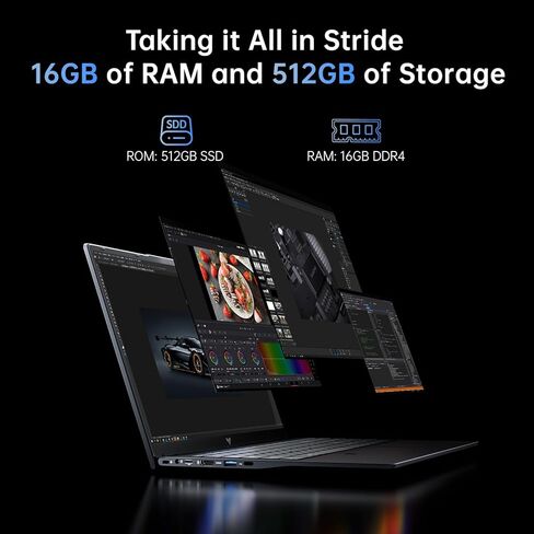 Laptop Computer AMD Ryzen 7 5825U 15.6-inch IPS 16GB DDR4 (2 * 8GB, Dual Channel) 512GB NVMe SSD Windows Laptop Backlit & Numeric Keyboard WiFi 6 HDMI Type-C USB3.2 TRRS Webcam in Saudi Arabia