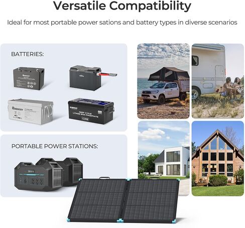 100W لوحة شمسية محمولة ، Renogy Solar Planels خفيفة الوزن ودائم ، و 25 ٪ من الكفاءة عالية ، و 100 وات شاحن شمسي قابلة للطي لمحطة الطاقة ، والروس ، والتخييم ، خارج الشبكة ، والنسخ الاحتياطي المنزلي in Kuwait