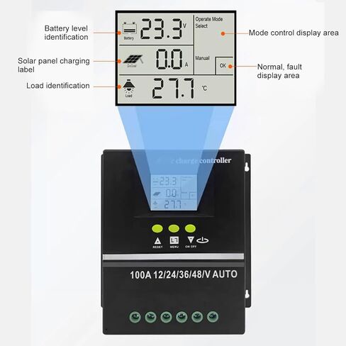 100A MPPT وحدة تحكم الطاقة الشمسية ، 12V 24V 36V 48V Auto ، منافذ شحن USB ، شاشة LCD الخلفية ، البطارية ، وحدة تحكم مشحونة بالطاقة الشمسية لنظام الكهروضوئية ، منظم الألواح الشمسية in Saudi Arabia