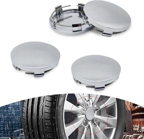 ijuicy 4 PCS Car Wheel Center Hub Caps, ABS Rust-Proof Center Caps for Rims, 2.36" OD 2.2" ID Tight Fitting Snap-on Wheel Hub Modified Dust Protection Cover, Universal for Most Cars (Silver) in Saudi Arabia