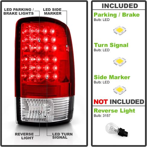 ACANII - For 2000-2006 GMC Yukon Chevy Suburban 1500 2500 Tahoe Red Clear Lens LED Tail Lights Brake Lamps Left+Right in Saudi Arabia