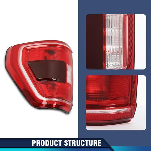 PIT66 Tail Light Assembly Brake Lamp Left Driver Side w/o Blind Spot Compatible with Ford F150 XL 2021-2023 (2-Door Standard Cab | 4-Door Extended Cab | 4-Door Crew Cab) Red in Saudi Arabia