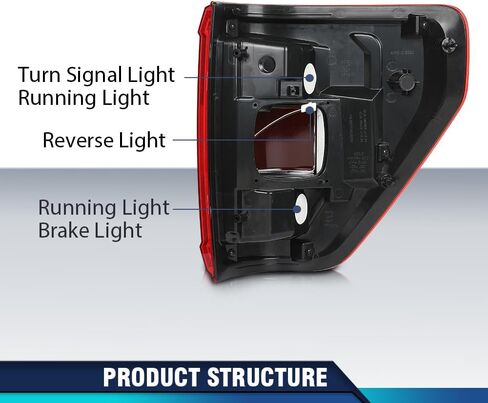PIT66 Tail Light Assembly Brake Lamp Left Driver Side w/o Blind Spot Compatible with Ford F150 XL 2021-2023 (2-Door Standard Cab | 4-Door Extended Cab | 4-Door Crew Cab) Red in Saudi Arabia