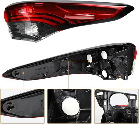 Outer Tail Light Assembly Compatible with 2020 2021 2022 Toyota Highlander Rear Lamp Brake Taillights Replacement Bulbs not Included (Right Passenger Side) in Kuwait