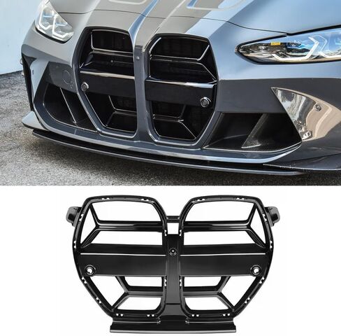 شبكة أمامية علوية بديلة من MAXDOM مناسبة لسيارات BMW (2014-2020) 4 Series F32 F33 F36 (2015-2019) F80 M3 F82 M4 - شبكة ABS ذات شرائح مزدوجة باللون الأسود اللامع in Kuwait