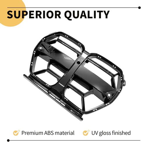 شبكة أمامية علوية بديلة من MAXDOM مناسبة لسيارات BMW (2014-2020) 4 Series F32 F33 F36 (2015-2019) F80 M3 F82 M4 - شبكة ABS ذات شرائح مزدوجة باللون الأسود اللامع in Kuwait