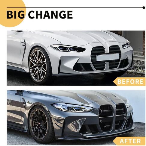 شبكة أمامية علوية بديلة من MAXDOM مناسبة لسيارات BMW (2014-2020) 4 Series F32 F33 F36 (2015-2019) F80 M3 F82 M4 - شبكة ABS ذات شرائح مزدوجة باللون الأسود اللامع in Kuwait