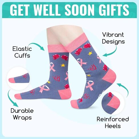HAPPYPOP Breast Cancer Gifts For Women - Breast Cancer Awareness Socks Inspirational Socks Survivor Socks, Inspirational Gifts Breast Cancer Gifts Chemo Gifts in Saudi Arabia