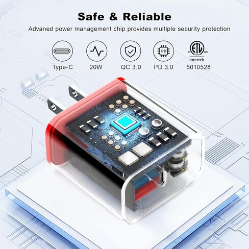 Compatible with iPhone 16 15 Charger Fast Charging,2 Pack 20W Type C Charger Fast Charging Block with 10FT USB C to USB C Cord Compatible with iPhone 16/16 Pro/Plus/15/15 Pro/Pro Max,Pad,Android in Kuwait